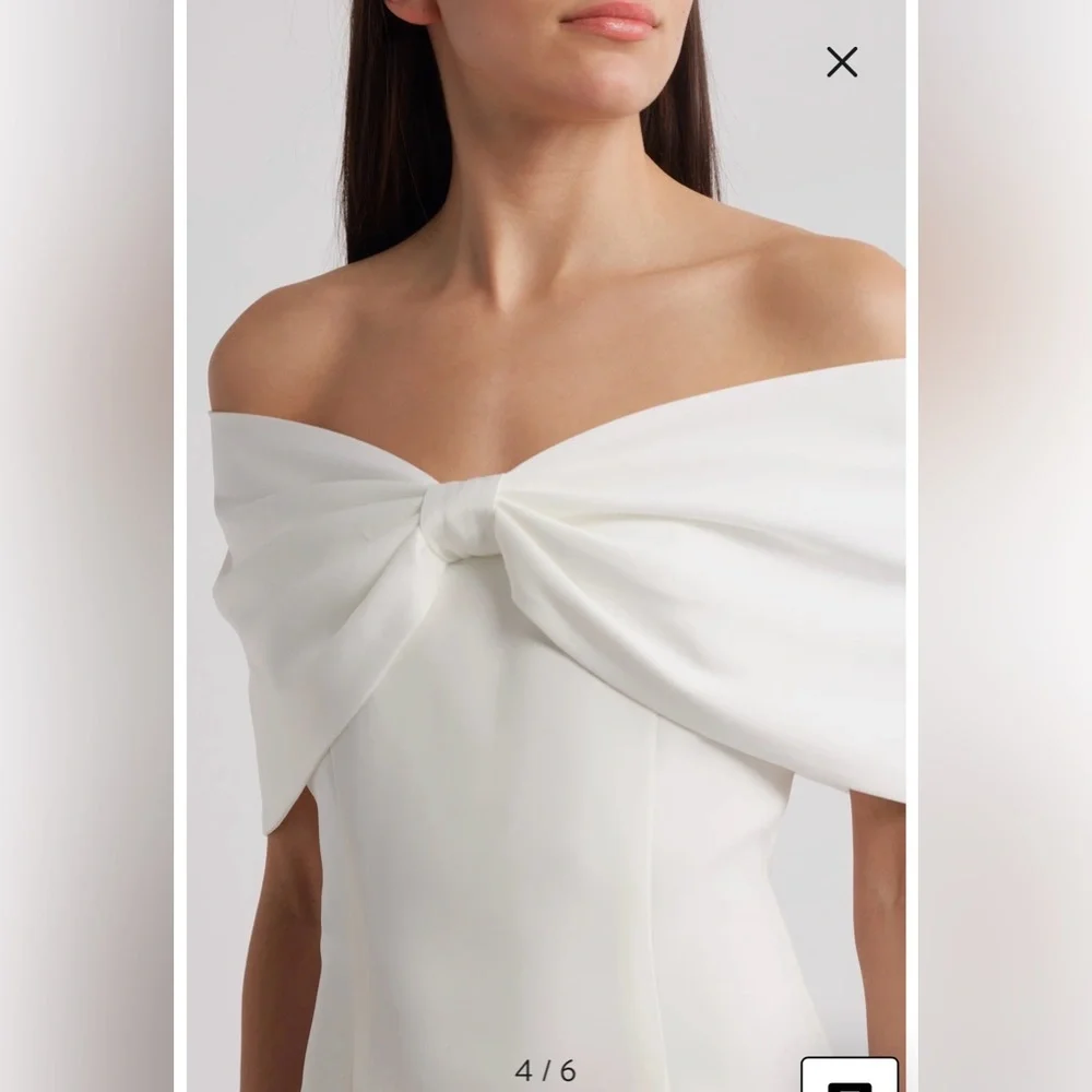 NWT- Sonya Moda Belluno Off the Shoulder Minidress, White, Large - Picture 4 of 12